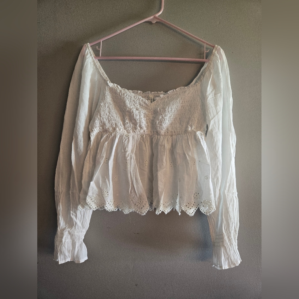 American Eagle Outfitters White Eyelet Blouse